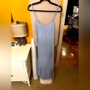 Blue georgette fabric Reformation dress.